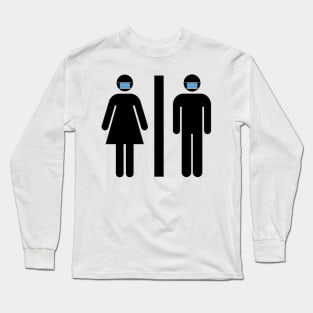 Washroom Sign Symbol Face Mask Long Sleeve T-Shirt